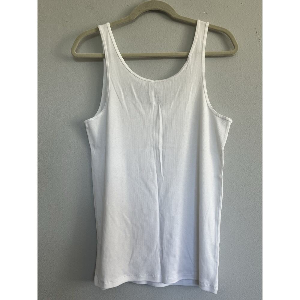 3 Lot Bundle Womens White Ribbed Scoop Neck Tank Cotton Modal New Sz L New Day - Picture 2 of 9